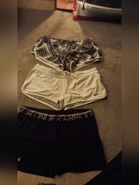 Under Armour Women's Black, White & Pattern Athletic Shorts Set